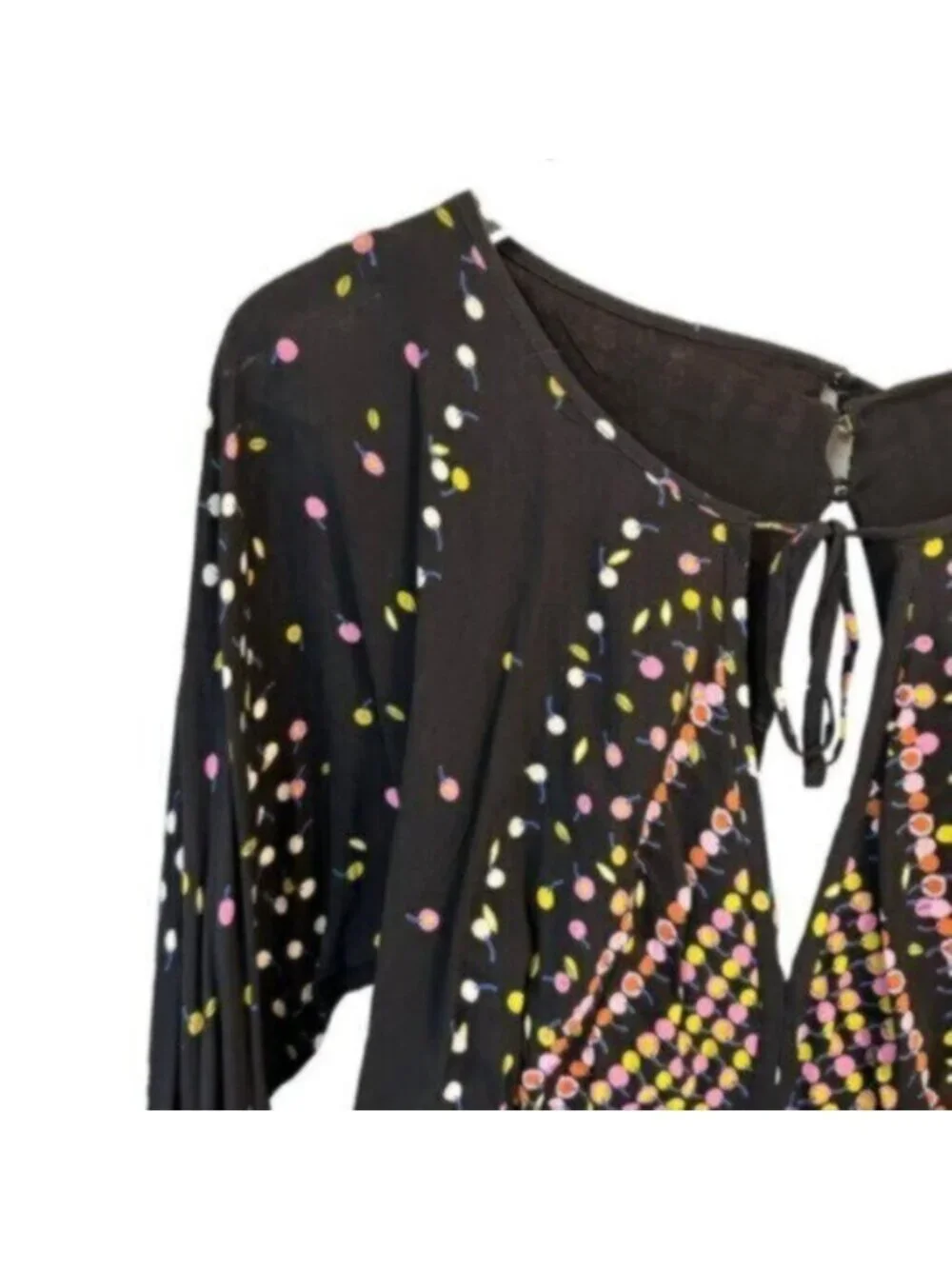 NWT Free People | Women's Black Coryn Printed Long Sleeves Mini Dress Size 8